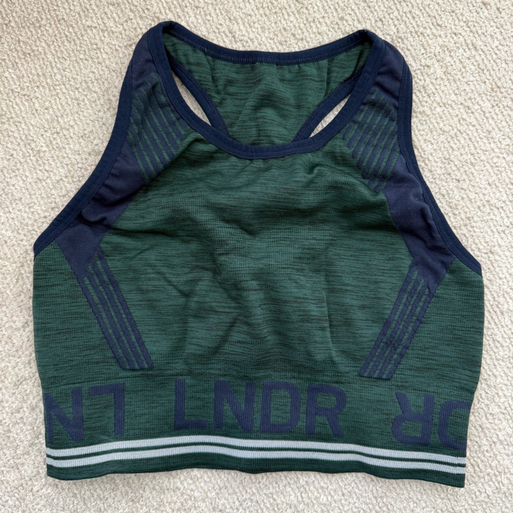 LNDR AERO DYNAMIC Sports Bra Dark Green and Navy, Size M-L